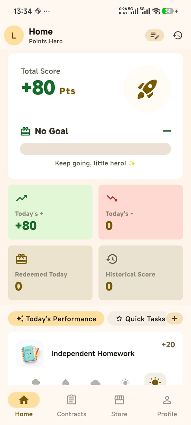 Points Hero gamified chore app dashboard preview